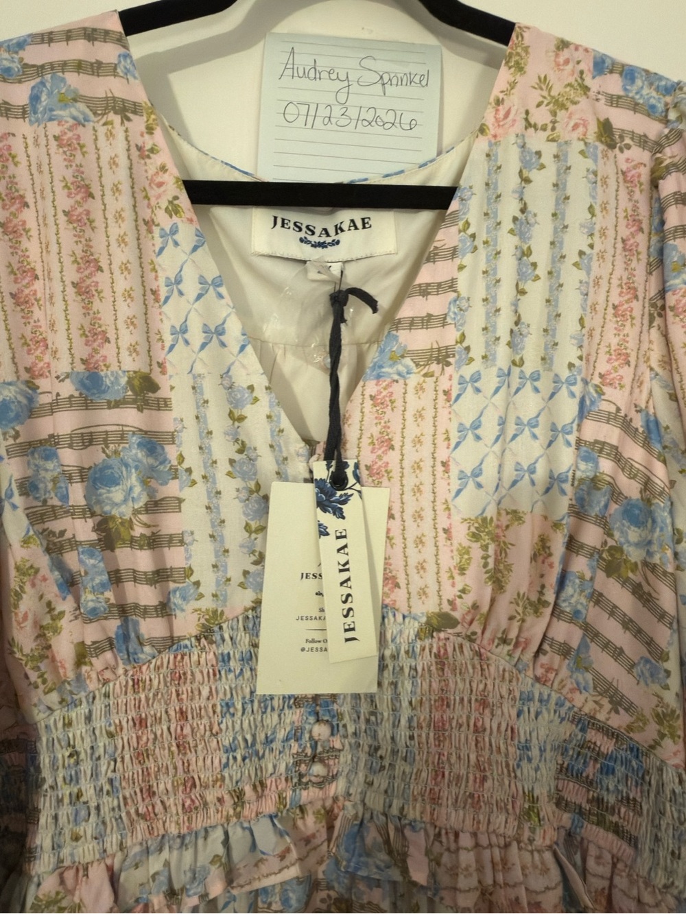 JessaKae Garden Rose Patchwork Maxi Dress Pink, Blue & Cream Floral Patchwork - Picture 3 of 4